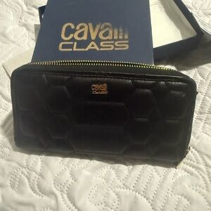 Cavalli Class Black Quilted Wallet
